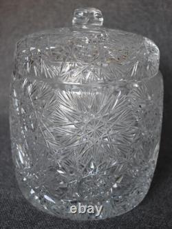 Breathtaking Czech Bohemia European Cut Glass Covered Punch Bowl W Slotted LID