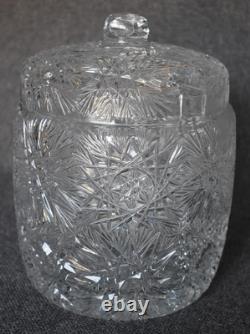 Breathtaking Czech Bohemia European Cut Glass Covered Punch Bowl W Slotted LID