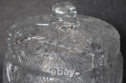 Breathtaking Czech Bohemia European Cut Glass Covered Punch Bowl W Slotted LID