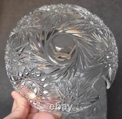 Breathtaking Czech Bohemia European Cut Glass Covered Punch Bowl W Slotted LID