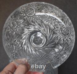 Breathtaking Czech Bohemia European Cut Glass Covered Punch Bowl W Slotted LID