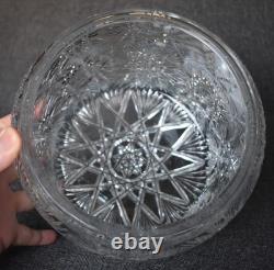Breathtaking Czech Bohemia European Cut Glass Covered Punch Bowl W Slotted LID