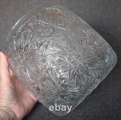 Breathtaking Czech Bohemia European Cut Glass Covered Punch Bowl W Slotted LID