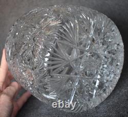 Breathtaking Czech Bohemia European Cut Glass Covered Punch Bowl W Slotted LID