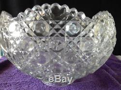 Brilliant Antique Cut Glass Crystal Large Punch Bowl with 18 Cups Set