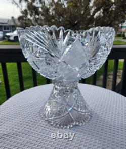 Brilliant Cut Glass Crystal Punch Bowl Serving Bowl With Stand Pedestal No Cups