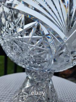 Brilliant Cut Glass Crystal Punch Bowl Serving Bowl With Stand Pedestal No Cups