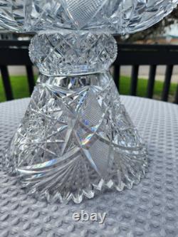 Brilliant Cut Glass Crystal Punch Bowl Serving Bowl With Stand Pedestal No Cups
