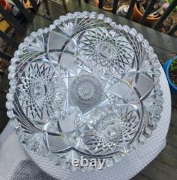 Brilliant Cut Glass Crystal Punch Bowl Serving Bowl With Stand Pedestal No Cups