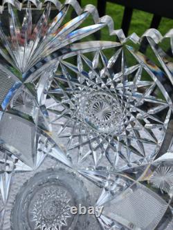 Brilliant Cut Glass Crystal Punch Bowl Serving Bowl With Stand Pedestal No Cups