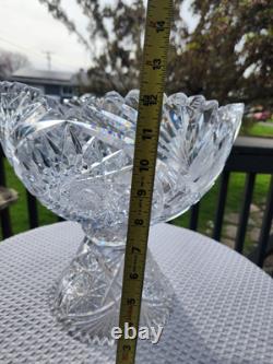 Brilliant Cut Glass Crystal Punch Bowl Serving Bowl With Stand Pedestal No Cups