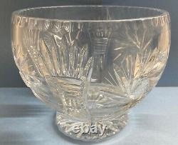 Brilliant Cut Glass Lead Crystal Punch Bowl withLid Matching Ladle and 8 Cups Set