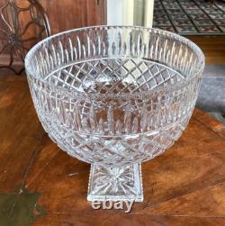 Brilliant Large Footed Lead Crystal Punchbowl/Centerpiece Cut In Irish Style
