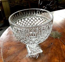 Brilliant Large Footed Lead Crystal Punchbowl/Centerpiece Cut In Irish Style