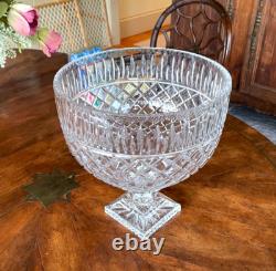 Brilliant Large Footed Lead Crystal Punchbowl/Centerpiece Cut In Irish Style