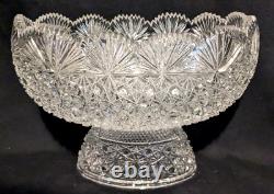 Brilliant Russian Cut Crystal Oval Centerpiece 10 Pedestal Bowl Compote Punch