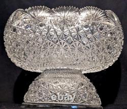 Brilliant Russian Cut Crystal Oval Centerpiece 10 Pedestal Bowl Compote Punch