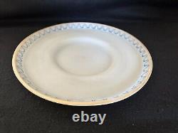Bristol glass punch set 6qt bowl lid ladle tray 5 goblets Edwardian blue gold