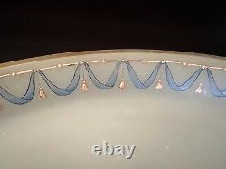 Bristol glass punch set 6qt bowl lid ladle tray 5 goblets Edwardian blue gold