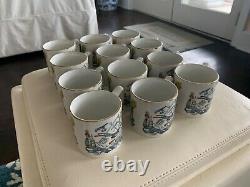 Burgess & Leigh Farmers Arms Punch Bowl (12) Mugs England God Speed The Plough