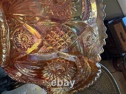 CARNIVAL BEAUTIFUL IMPERIAL MARIGOLD FASHION 7 PIECE PUNCH BOWL SET Indiana Glas