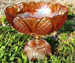 CARNIVAL GLASS RINDSKOPF punch / fruit bowl 1920s marigold vase bowl compote