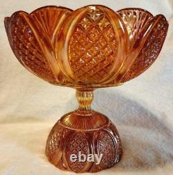 CARNIVAL GLASS RINDSKOPF punch / fruit bowl 1920s marigold vase bowl compote