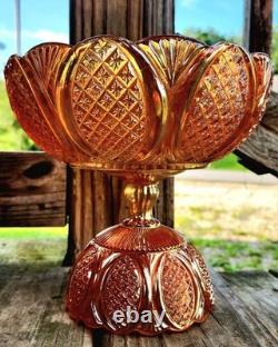 CARNIVAL GLASS RINDSKOPF punch / fruit bowl 1920s marigold vase bowl compote