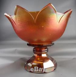 CARNIVAL GLASS WESTMORELAND ORANGE PEEL Marigold-Amber Punch Bowl Marriage