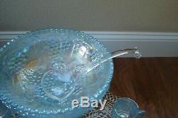 COMPLETE Imperial L. E. 116/750 Horizon Blue Carnival Punch Bowl Set in orig box