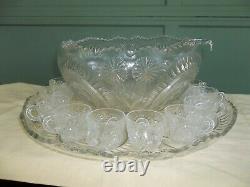 COMPLETE in BOX Vintage L E Smith Punch Bowl Pinwheel & Star Slewed Horseshoe