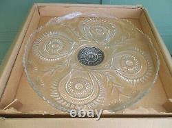 COMPLETE in BOX Vintage L E Smith Punch Bowl Pinwheel & Star Slewed Horseshoe