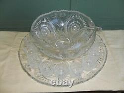 COMPLETE in BOX Vintage L E Smith Punch Bowl Pinwheel & Star Slewed Horseshoe