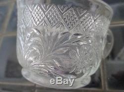 CRYSTAL HOLIDAY CUPPED SMITH GLASS PUNCH BOWL & 30 cups
