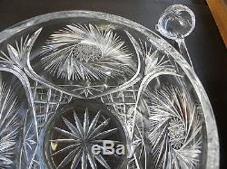 Cut Glass Crystal Covered Punch Bowl Cut Crystal Ladle & 11 Cups Ring Tone
