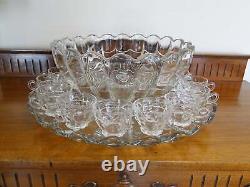 Cambridge Cascade 14 3/4 Punch Bowl, 20 7/8 Underplate, & 11 Cup Set