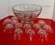 Cambridge Clear Glass TALLY HO Punch Bowl Set Horizontal Rings Bands 14-pc