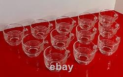 Cambridge Clear Glass TALLY HO Punch Bowl Set Horizontal Rings Bands 14-pc