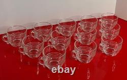 Cambridge Clear Glass TALLY HO Punch Bowl Set Horizontal Rings Bands 14-pc