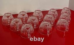 Cambridge Clear Glass TALLY HO Punch Bowl Set Horizontal Rings Bands 14-pc