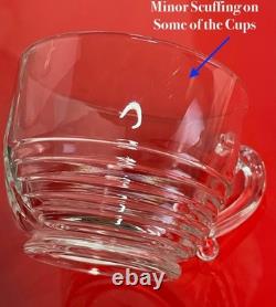 Cambridge Clear Glass TALLY HO Punch Bowl Set Horizontal Rings Bands 14-pc