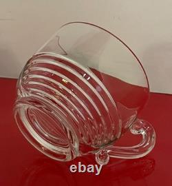 Cambridge Clear Glass TALLY HO Punch Bowl Set Horizontal Rings Bands 14-pc