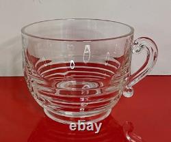 Cambridge Clear Glass TALLY HO Punch Bowl Set Horizontal Rings Bands 14-pc