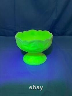 Cambridge Inverted Strawberry Child's Custard Uranium? Glass Footed Punch Bowl
