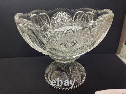 Cambridge Marjorie 2 Piece Crystal Punch Bowl. 12.5 x 14.4. Near Cut