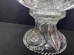 Cambridge Marjorie 2 Piece Crystal Punch Bowl. 12.5 x 14.4. Near Cut