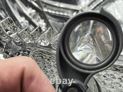 Cambridge Marjorie 2 Piece Crystal Punch Bowl. 12.5 x 14.4. Near Cut