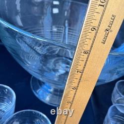 Cambridge TALLEY HO Punch bowl & 11 cups Carmen/ Ruby Handles