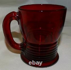 Cambridge USA Tally Ho Carmen Red Punch Bowl & 12 Mugs / Cups Elegant Glass
