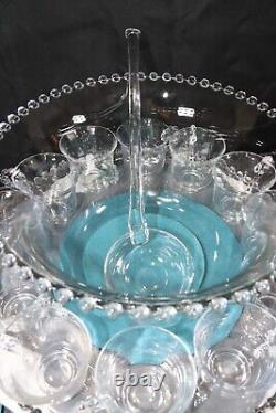 Candlewick Clear 15 Piece Punch Bowl Set by Imperial Glass Ohio